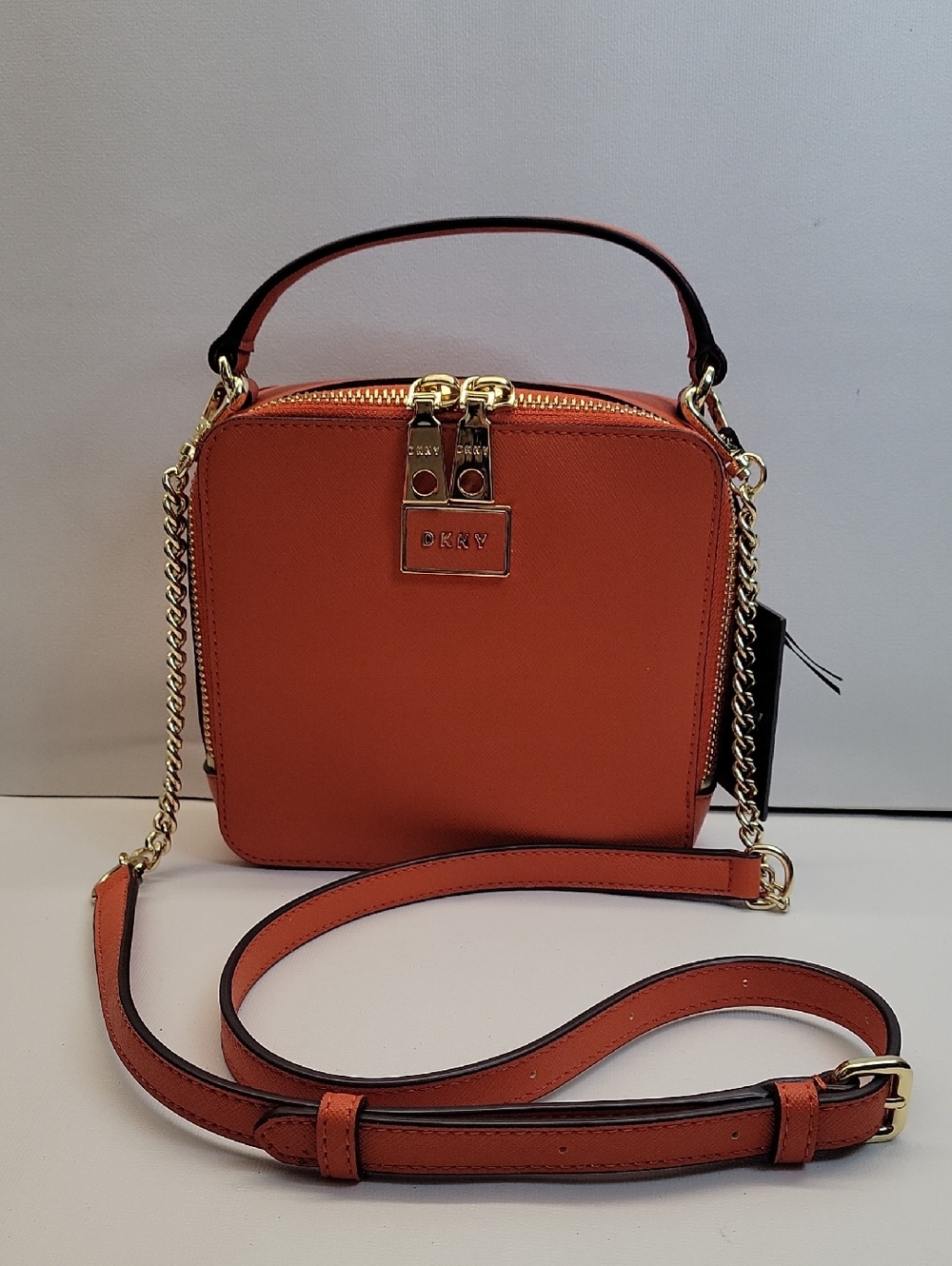 DKNY Steffy Square Crossbody Bag Color Orange